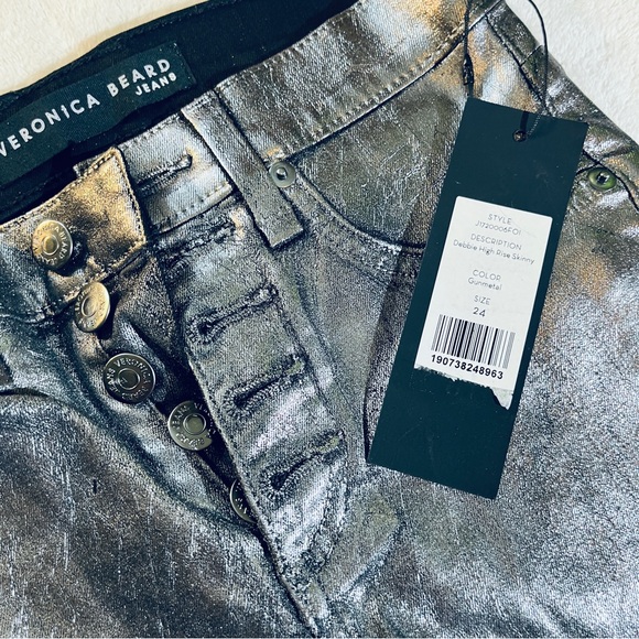 Veronica Beard Metallic Silver Skinny Jeans - Picture 4 of 5